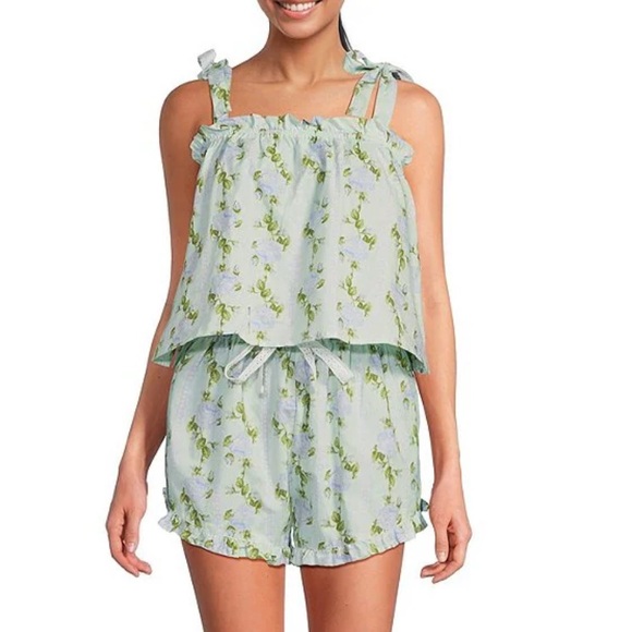 8 Oak Lane Magnolia Floral Pajamas Lounge Classic Preppy Lace Womens L/XL - Picture 1 of 8